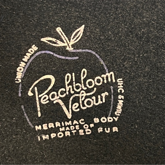 Nancy Eileen Peach Bloom Merrimac Body Imported Fur Vintage Black Cloche Hat - Picture 2 of 7